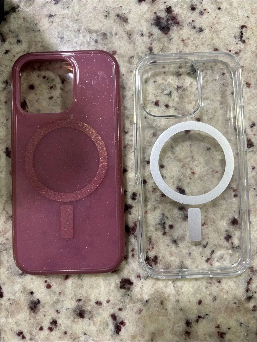 OtterBox MagSafe-Compatible 1 Sparkle Pink and 1 clear phone case 16 PRO
